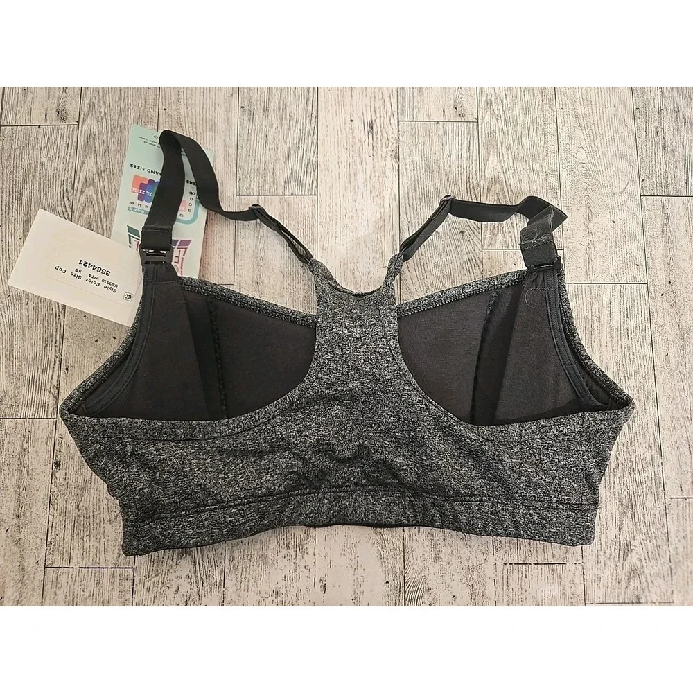 Playtex Nursing Bra XS Racerback Sports Bra Gray Heather & White Lot of 2 NEW